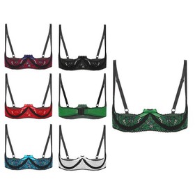 US Women Lace Half Cup Bra Underwired Bra Sexy Open Nipple Bra Lingerie Clubwear