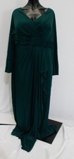 Azazie Women's Risa Mermaid V-Neck Pleated Mesh Dress EH6 Pine Size A24 NWT
