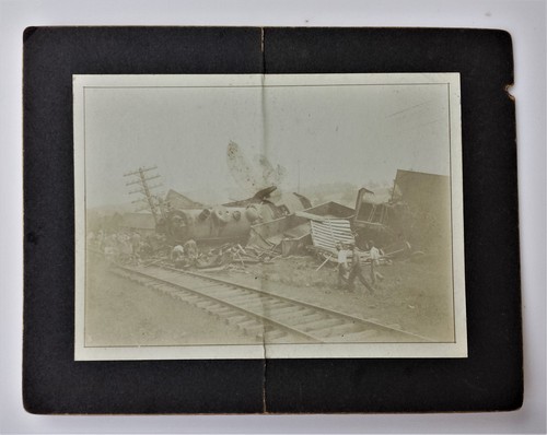 1890 antique DOWNINGTON PA RAILROAD prr TRAIN WRECK PHOTOGRAPH paoli MANGLED #1