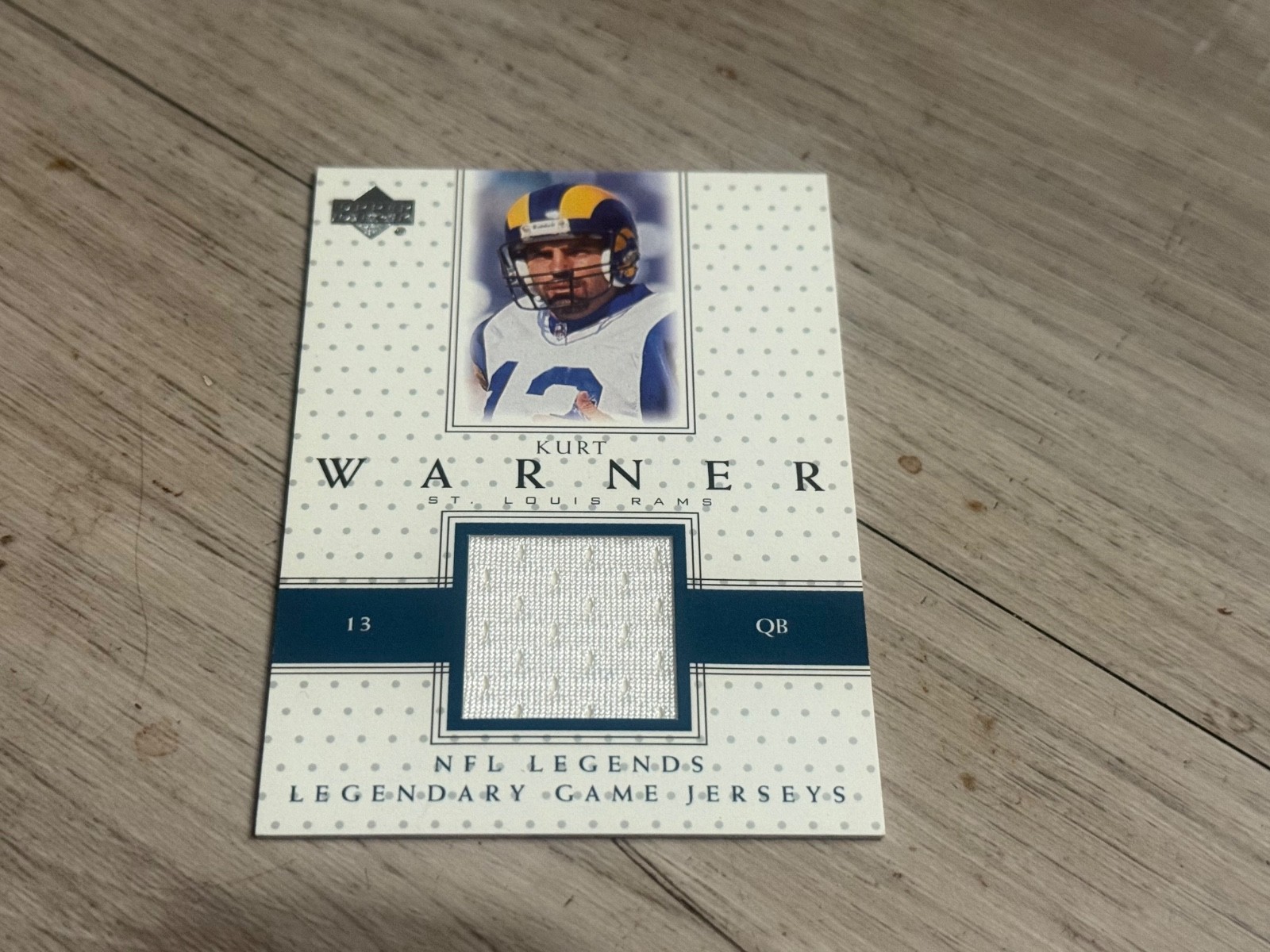 2000 Upper Deck NFL Legends  Legendary Game Jersey  Kurt Warner Game Used Jersey