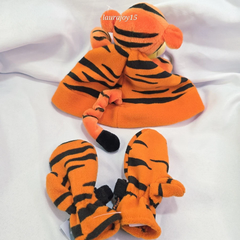 Disney Store Tigger Sombrero Mitón Set Infantil Pequeño 6-12 Meses Vellón Nuevo Foto 4 de 4