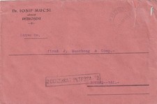 Romania Dr Iosif Mucsi Advocat Petrosi 1943 to Buzias WWII censored cover SA67