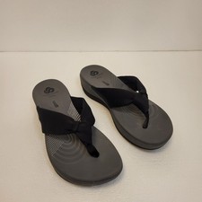 Clarks Cloudsteppers Arla Kaylie Flip Flops Women Size 8 Black Gray Thong