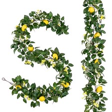 2Pcs Total 12 Ft Artificial Lemon Garland Spring Summer Faux Fruit Vine Garla...