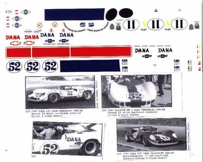 Fred Cady Decal #835 To Do The  67 Lola T70 Dana Chevrolet Can-AM Revson
