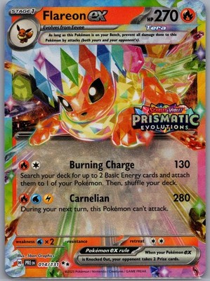 Flareon ex 014/131 Holo Double Rare Prismatic Evolutions Stamped