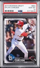 2016 BOWMAN DRAFT #BD3 DYLAN CARLSON PSA 10