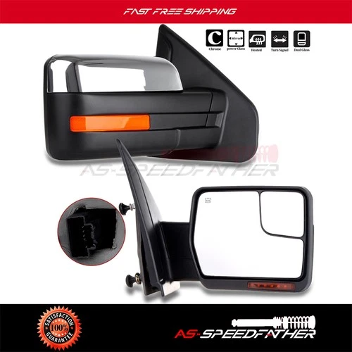 Left+Right Side View Mirrors Power Heated Signal Puddle Light For 2007-14 F-150
