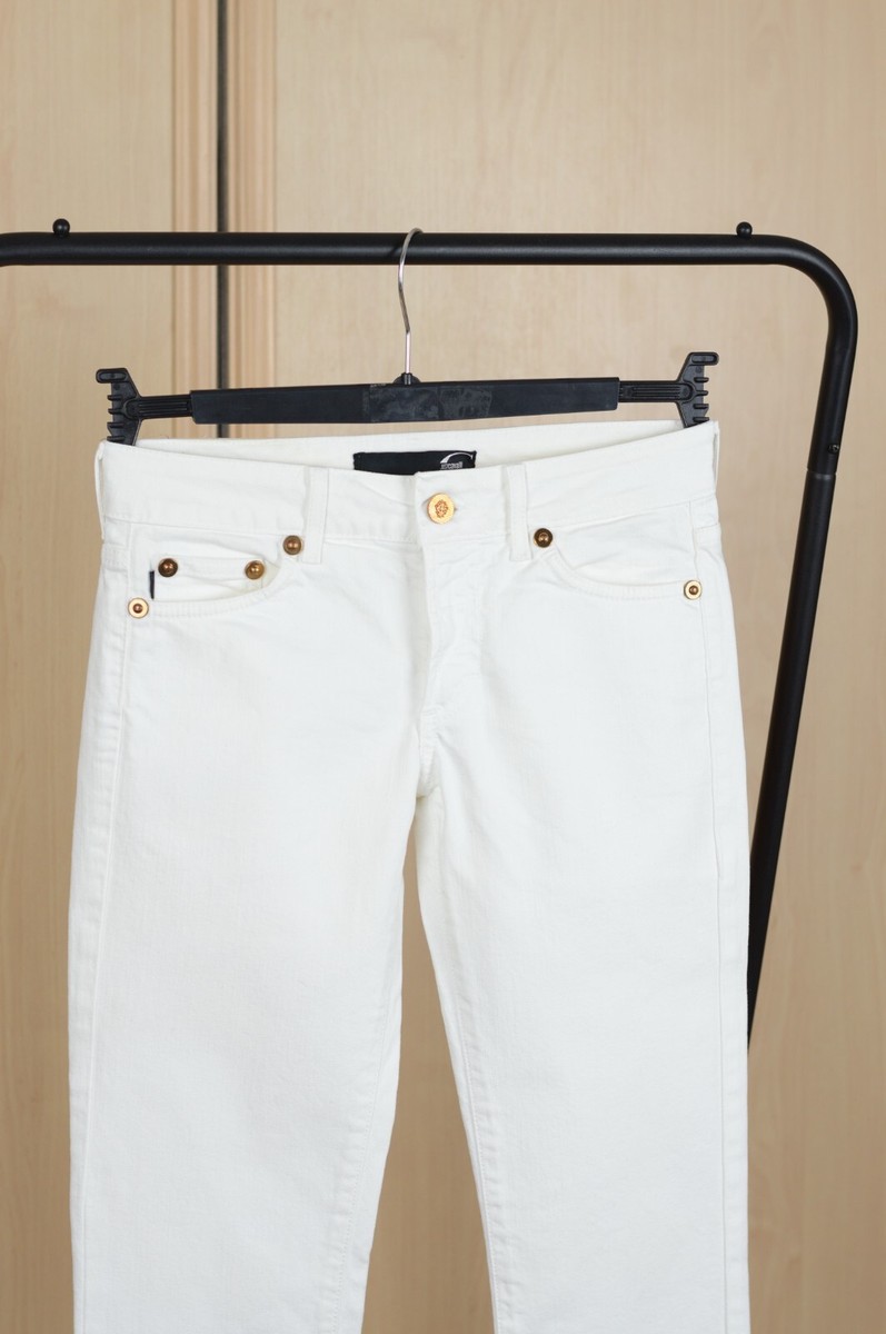 Jean Skinny Femme Just Cavalli Blanc Cassé Stretch - Taille US 26 IT 40 - Neuf Avec étiquettes