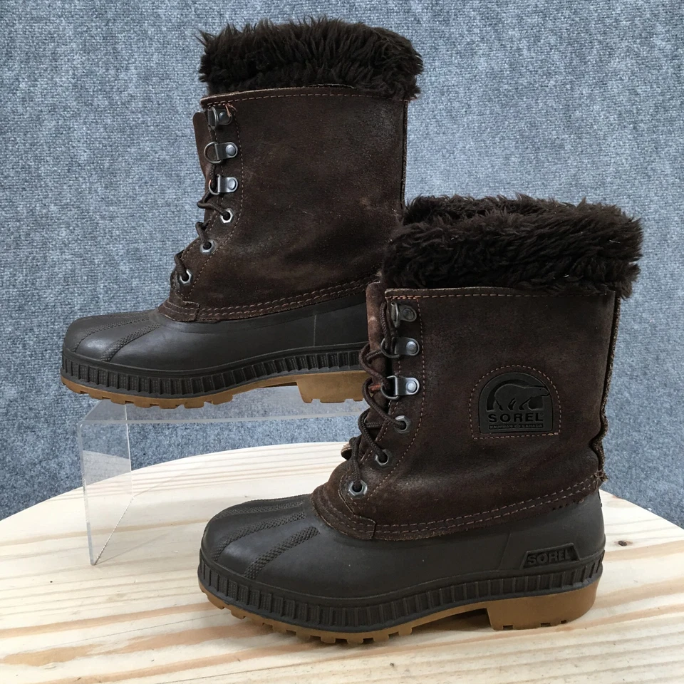 Sorel Botas Juveniles 4 Kaufman Piel de Oveja Medio Pato Invierno Nieve Marrón Cuero Con Cordones Foto 2 de 4