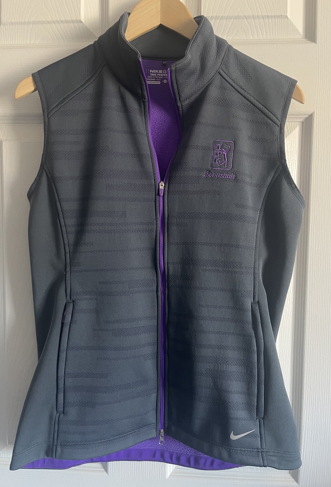 SACAI X NIKE Nike Golf Full Zip Gilet Donna Giacca Grigio Pile M Tour TPC Scottsdale ThermaFit