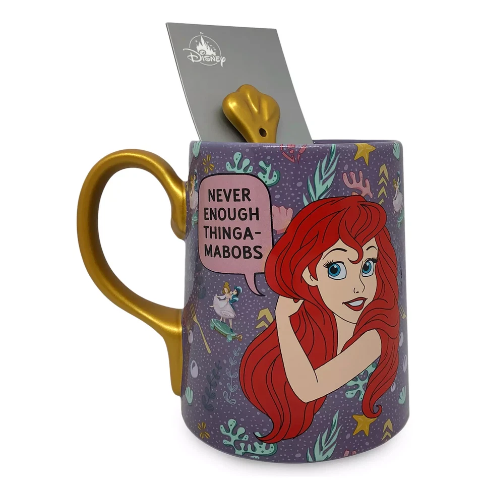 Disney The Little Mermaid Large Ceramic  Mug With Dinglehopper Spoon - RARE - Image 3 of 4