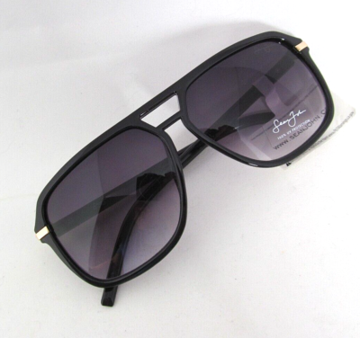 SEAN JOHN Womens Oval Shape Black Sunglasses Gold Arm Accent  display picture 2