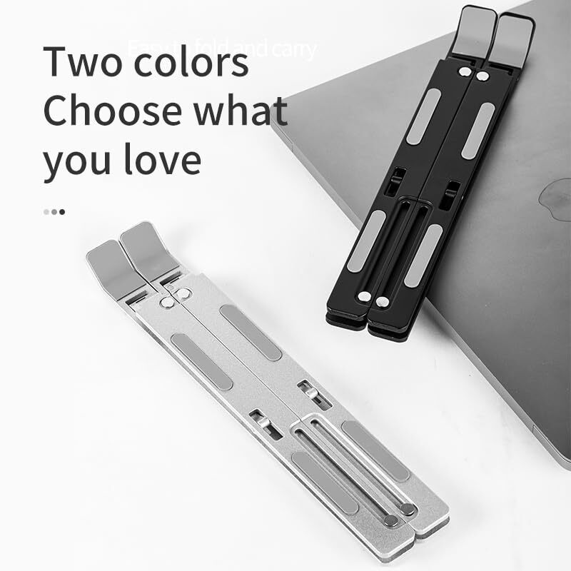 Adjustable Black Aluminum Laptop Stand Riser Holder for Desk  
