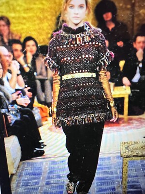 Chanel 11A NEW TAGS Paris-Byzance TWEED BURGUNDY GOLD SWEATER DRESS FR34-FR38