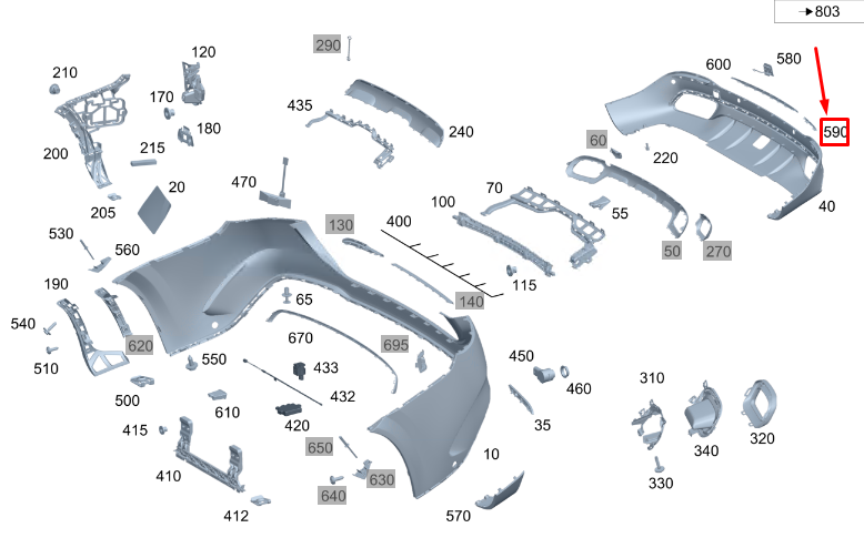 MERCEDES-BENZ GLS X167 Stoßstangenverkleidung hinten links A1678857405