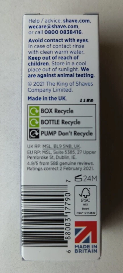 Aceite de Afeitado Avanzado KING OF SHAVES 30 ml Botella Recargable NUEVO Foto 3 de 4