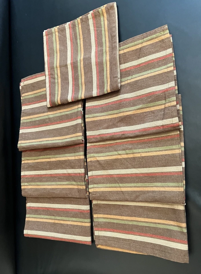 Juego de 7 servilletas de mesa de tela a rayas colores de otoño diseños de parques abedul de río NUEVO Foto 2 de 4