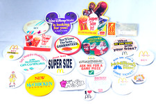 Mcdonald's Vintage Pinback Button Collection McRib Super Size Me Employee Pins