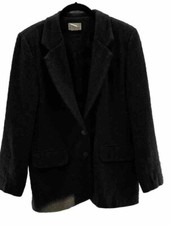 Chaqueta Van Heusen para mujer talla 8 gris lana vintage cuello ligero rasgado carrera
