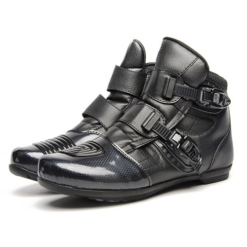 Mens Racing Boots Outdoor Road Motorcross Riding Shoes Motorcycle Sneakers Black - Picture 2 of 14