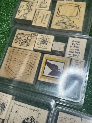 Stamping Up! Holz montiert Gummistempel Lot Schüttgut im Ruhestand Handwerk Vintage - Bild 6 von 19