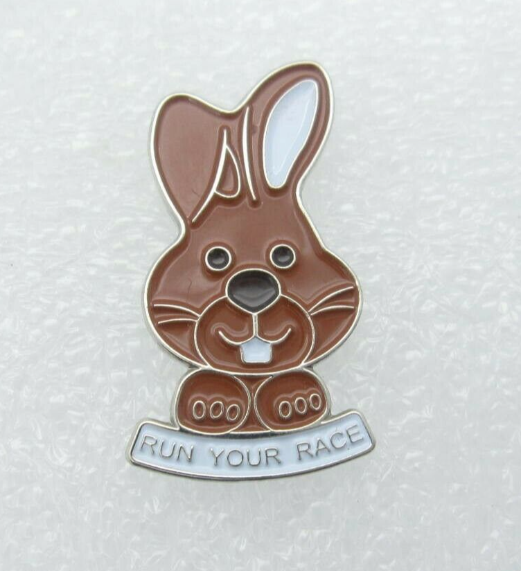 Brown Easter Bunny Run Your Race Lapel Pin (B465)