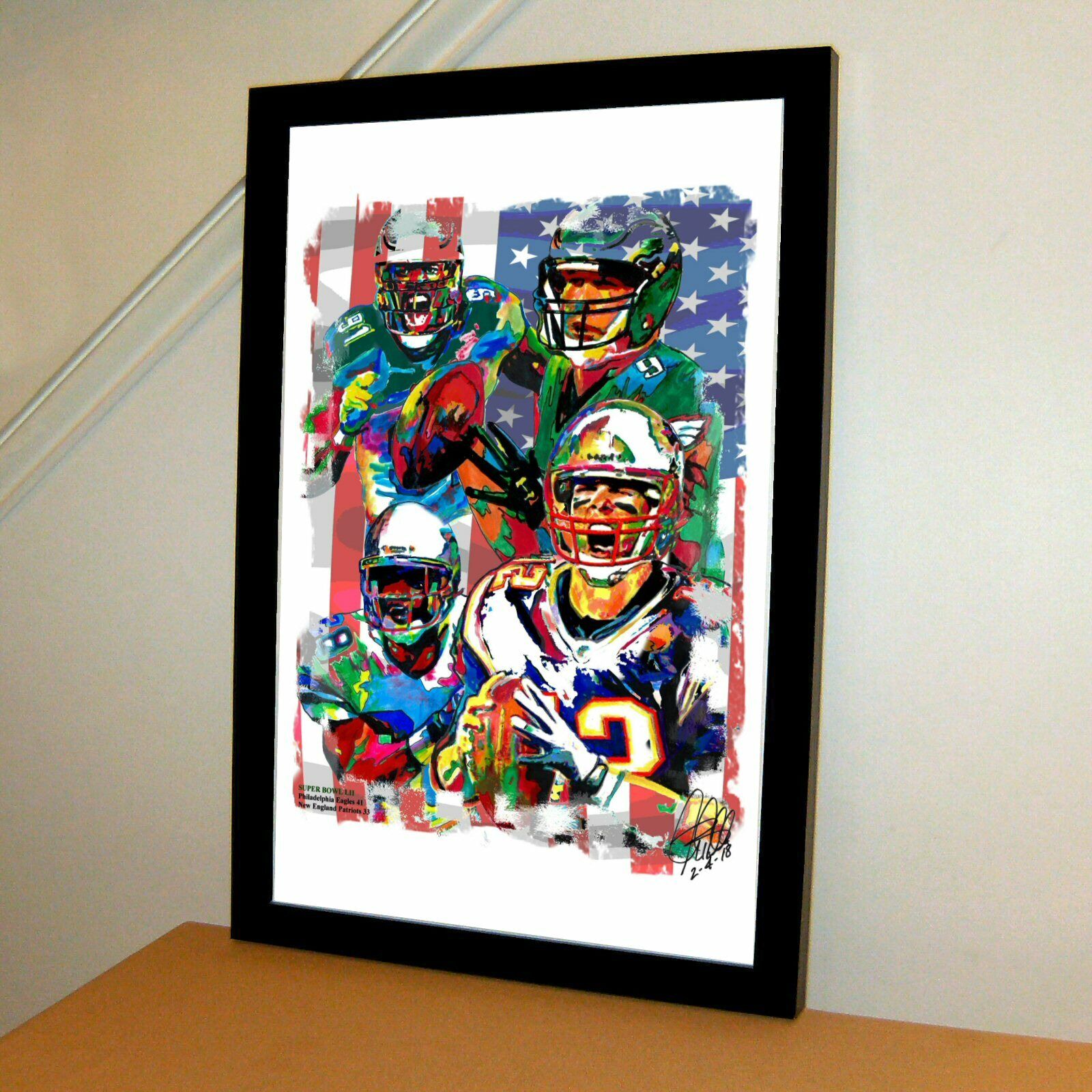 Super Bowl 52 Patriots Eagles Football Poster Print Wall Art 11x17