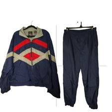 Vintage 90's Atlanta Olympics JC Penney Track Suit Navy Blue Nylon Size L Jacket