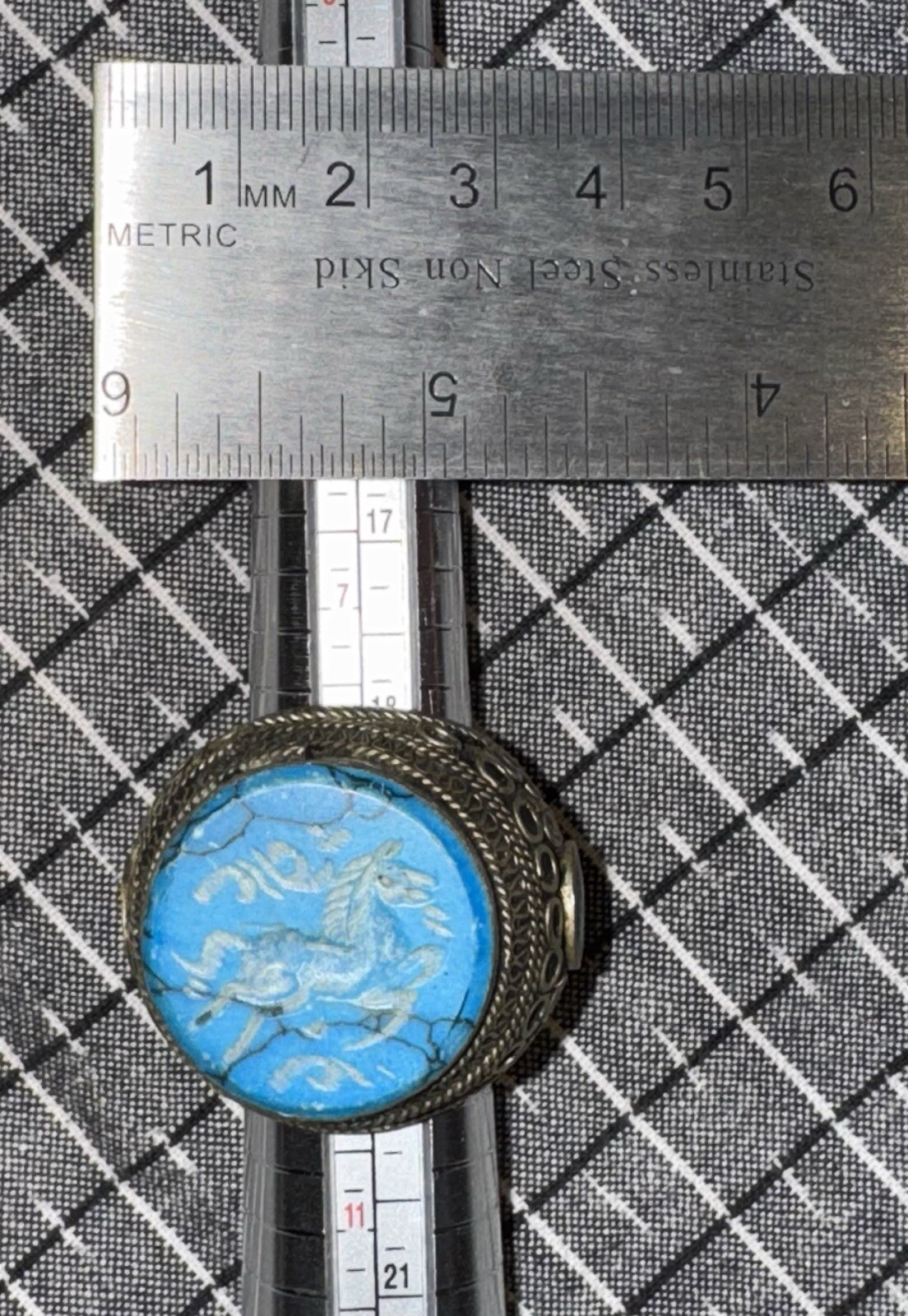 Vintage Middle Eastern Oversized Ring, Galloping … - image 8