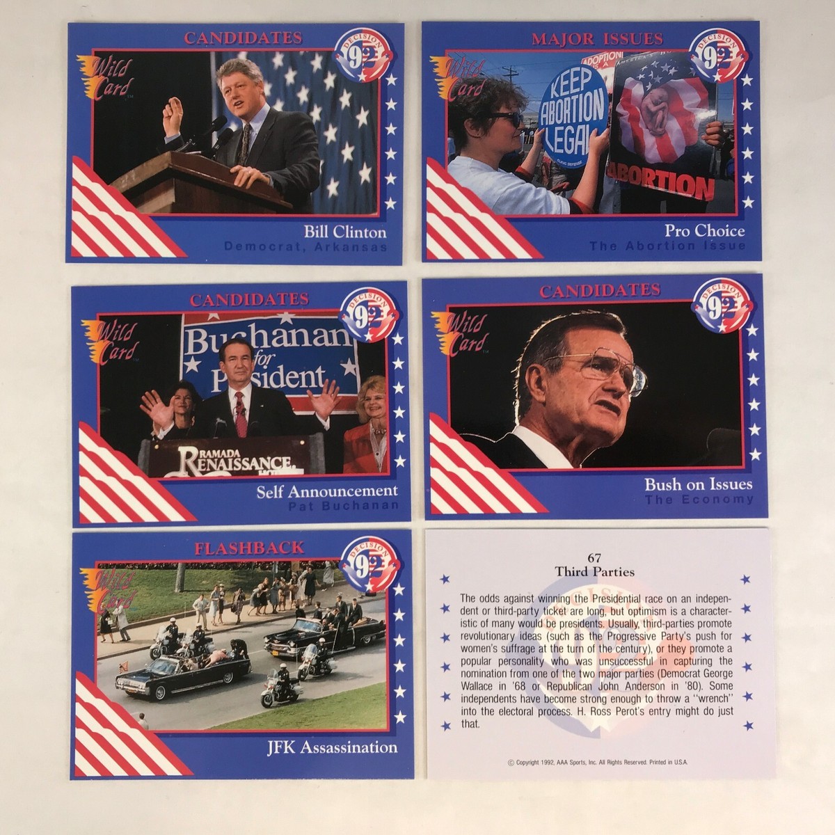 DECISION '92: ELECTION DAY 1992 Card Set BILL CLINTON GEORGE HW