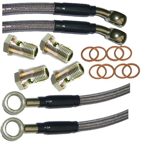 Front & Rear Brake Hose Kit for Kawasaki KX125 KX250 97-00