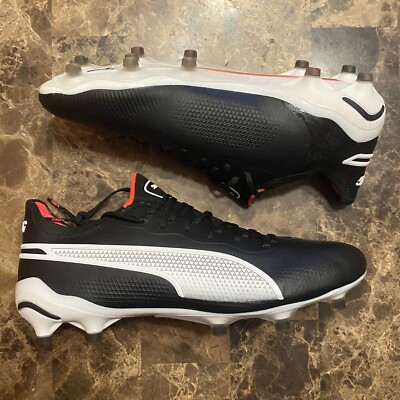 Puma King Ultimate FG/AG Black White Soccer Cleats 107563-01 Men's