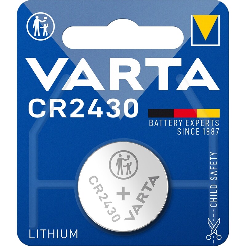 1X Cr2430 3V Lithium Batterie Knopfzelle 3 Volt 300Mah Ø24,5X3,0Mm Varta Blister