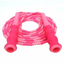 Jump Rope Adjustable with Anti-Slip Grip Soft Plastic Beaded Tangle-Free, Pink