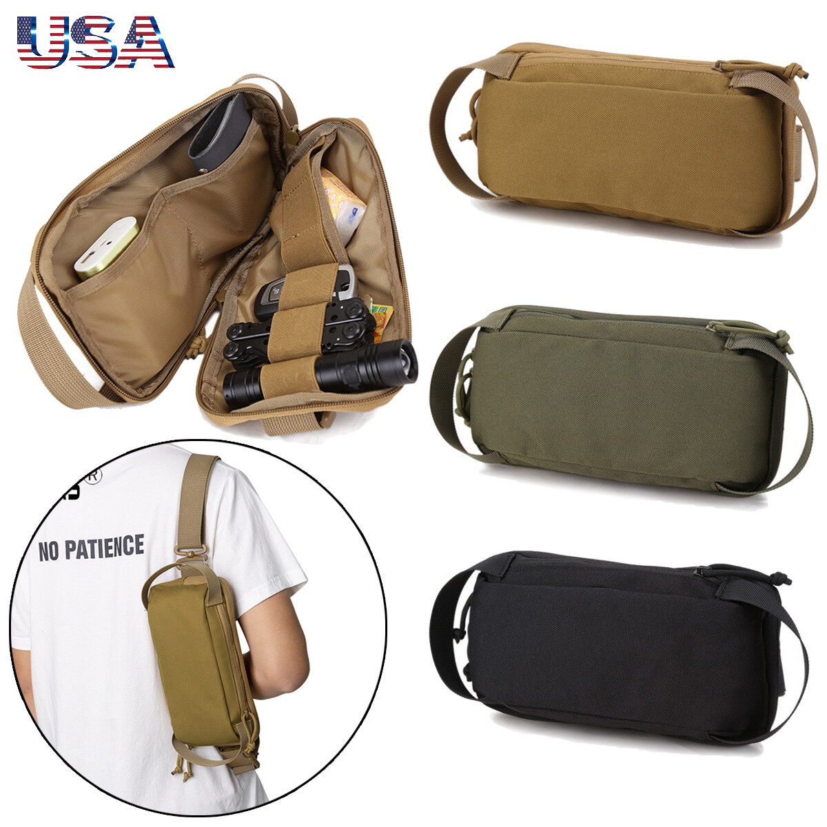 Tactical Molle Fanny Pack Sling Chest Backpack Concealed Carry Gun