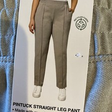 Mondetta Pintuck Straight Leg Pant XXL Beige Recycled Fabric Elastic Waist