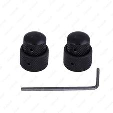 2 Pcs Metal Dual Concentric Stacked Control Knobs for Electric Guitar Bass Black