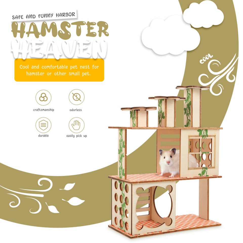 2 Pcs Chinchilla Houses Hamster Hideout Small Animal Living Hut Villa