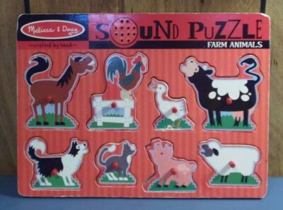 Melissa and Doug-Farm Animals- 8 Piece-Wooden Puzzle- w/ Sound Effects