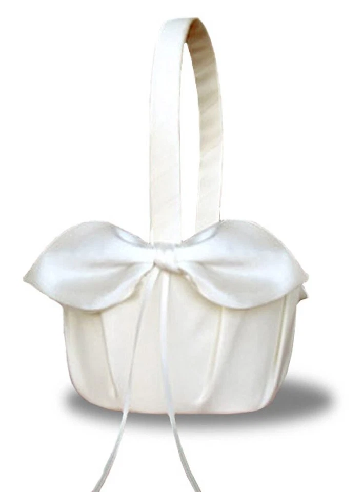 A+ Marfil Satén Arco Nupcial Anillo de Boda Almohada Flor Niña Cesta Libro de Invitados Pluma Foto 3 de 4