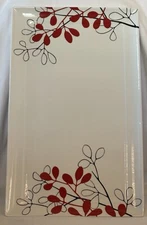 'Mulberry' by The Cellar Whiteware Red Black 18" Rectangle Serving Platter EUC!