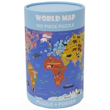 World Map 500 Piece Puzzle Poster 19.7 X 13.8 Home School Geography Earth