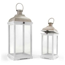 SET 2 LANTERNE DECORATIVE IN COLORE BIANCO CON GANCIO