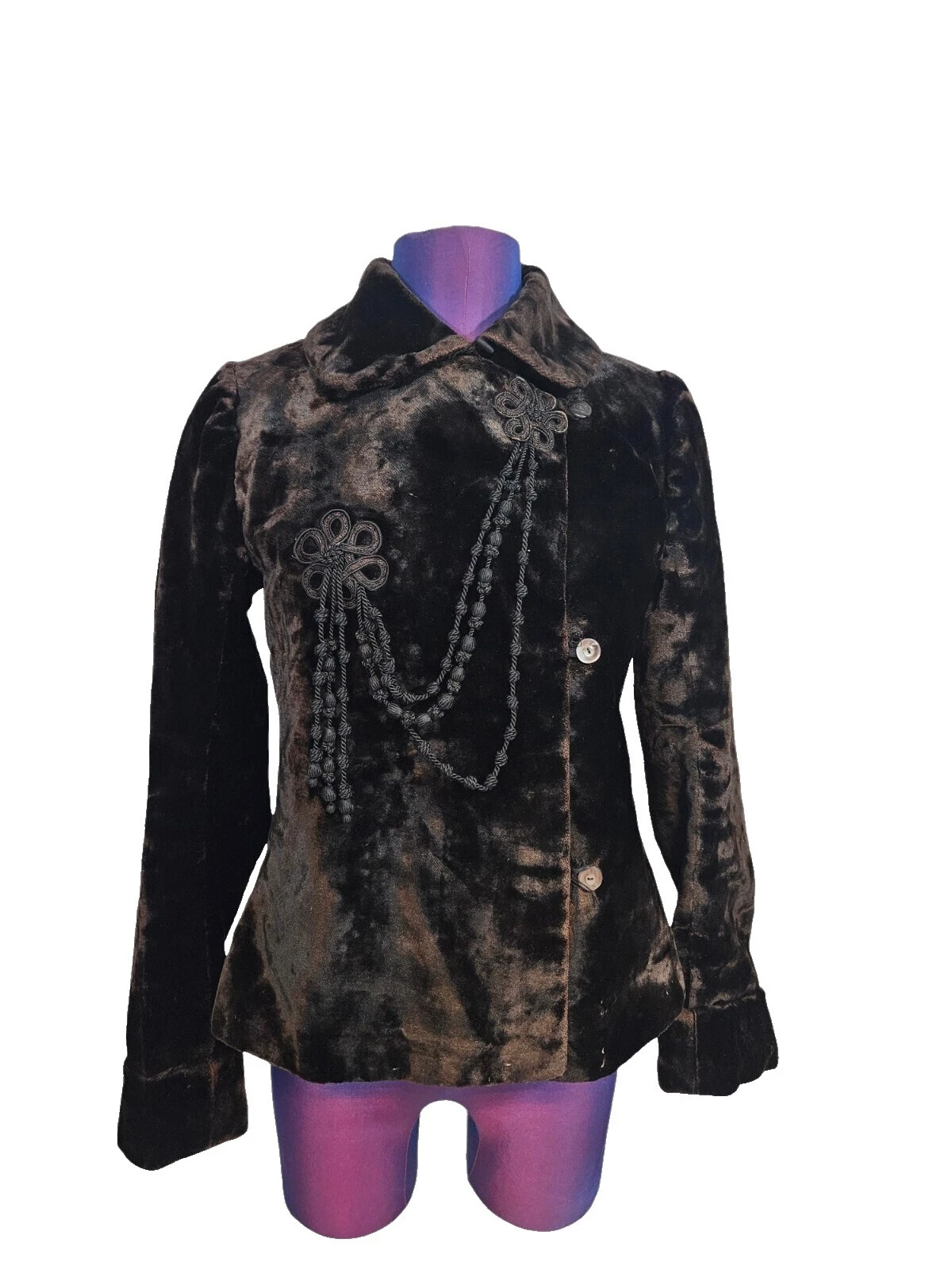 Vintage terciopelo marrón abrigos, chaquetas y chalecos para Mujeres