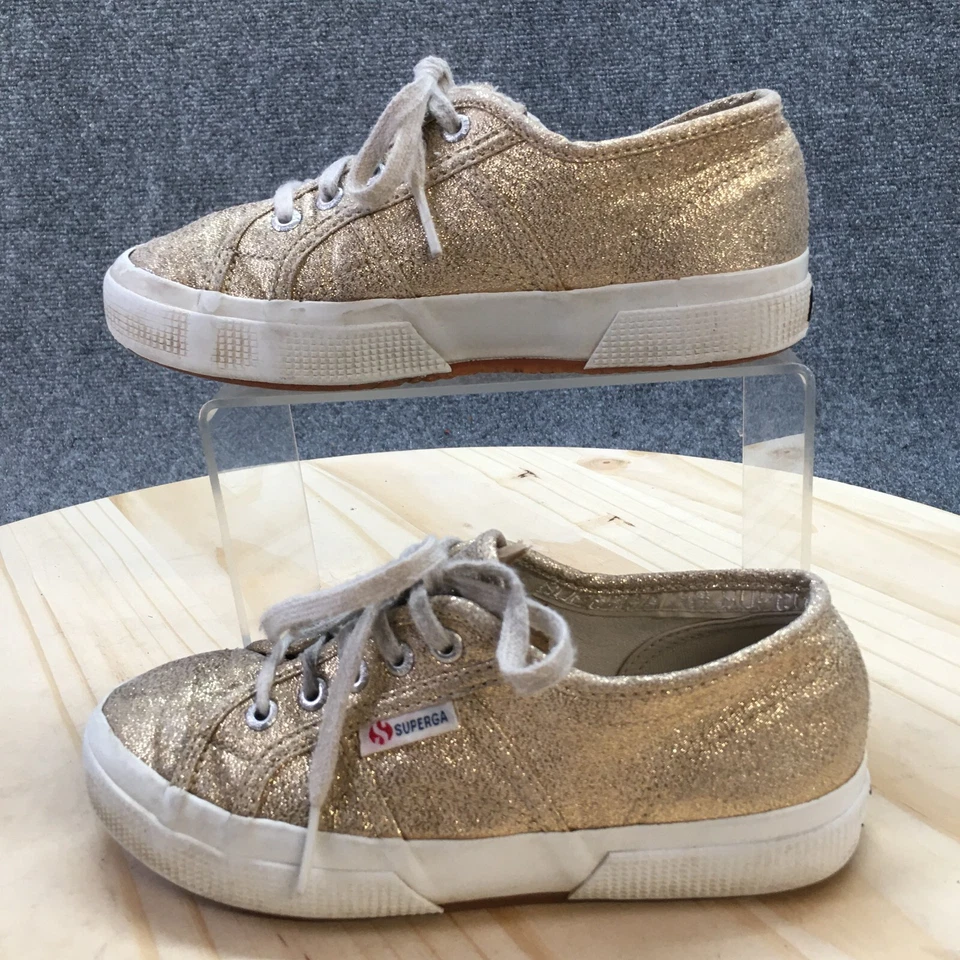 Superga Zapatos Juveniles 1 Moda Tenis Cómodos S002J20 Tela Dorada Con Cordones Foto 2 de 4