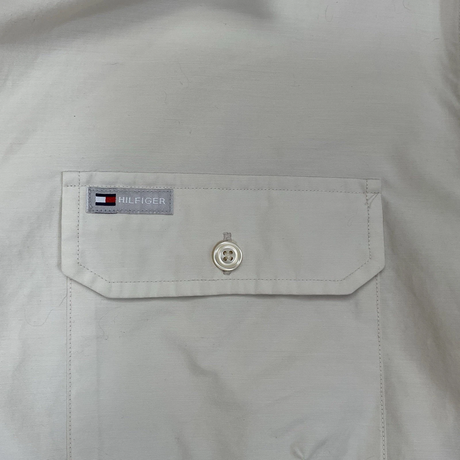 Tommy Hilfiger Mens Size XL Tan Long Sleeve Button Up Shirt Cotton Nylon Blend image 3