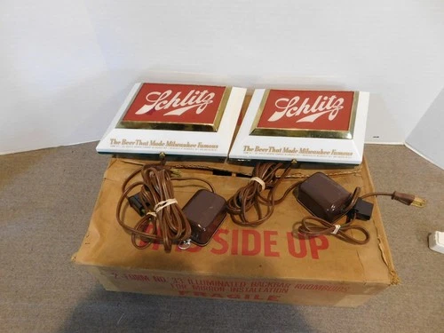 Vintage Schlitz Lighted Beer Signs The Beer That Made Milwaukee Famous W / Box