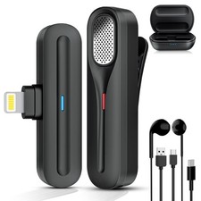 Wireless Lavalier Microphone for iPhone iPad, Plug-Play Wireless Mic for Reco...