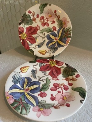 Set of 2 GIEN FRANCE CLEMATIS Flowers CAN PLATE (S) 6 5/8 inches